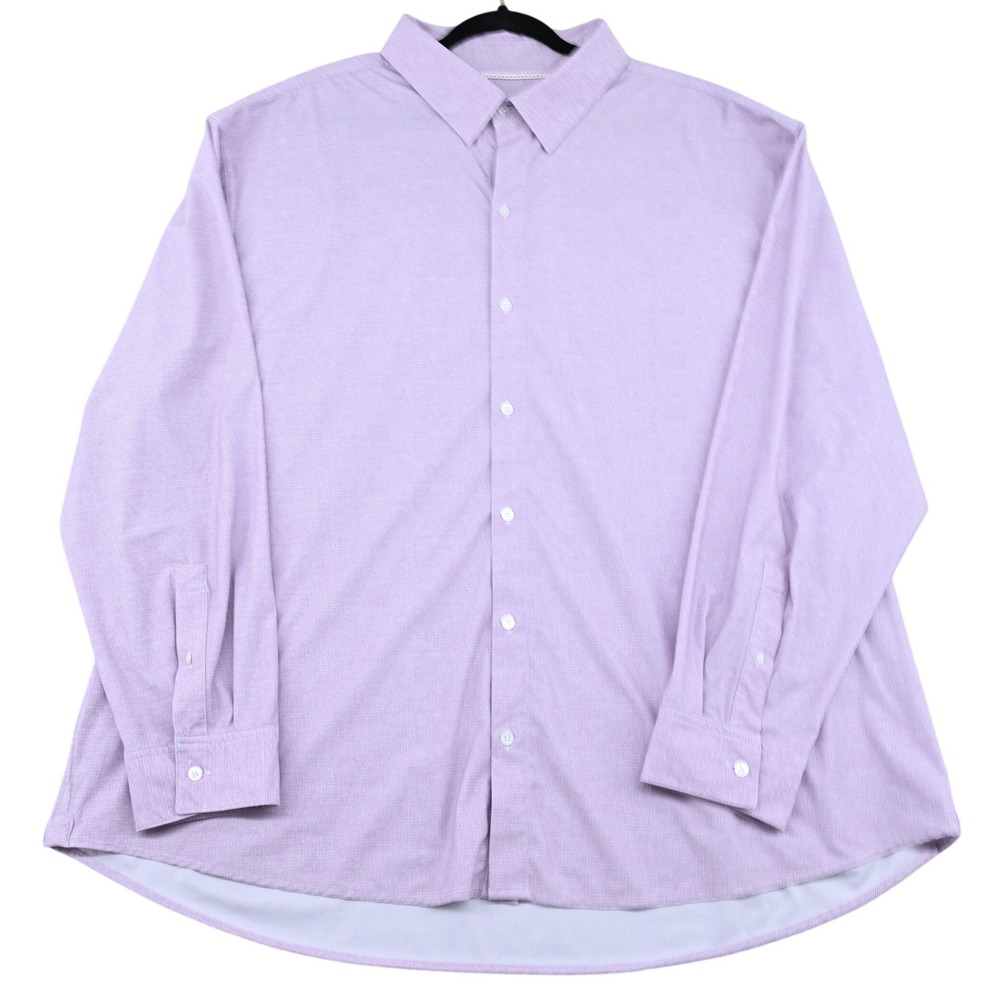 Hawker Rye Mens 3XL Purple Micro Check Stretch Button Up Shirt Long Sleeve 31in